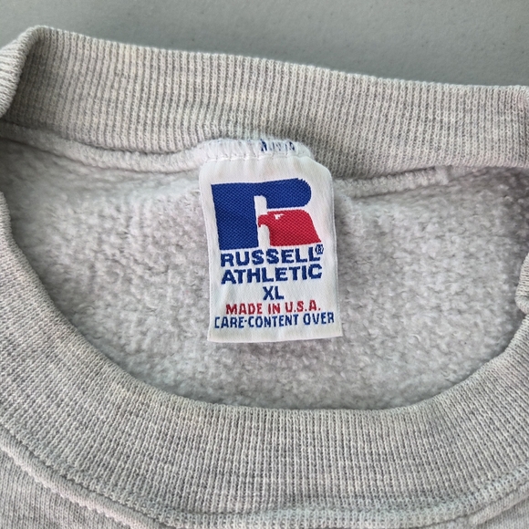 Vintage 90s Russell Gray Graphic Streetwear Boxy Crewneck Sweatshirt XL - Picture 3 of 11